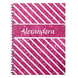 Cuaderno Purpurina rosado Girly y alfabeto blanco Glam mode