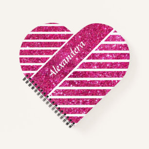 Cuaderno Purpurina rosado Girly y alfabeto blanco Glam mode