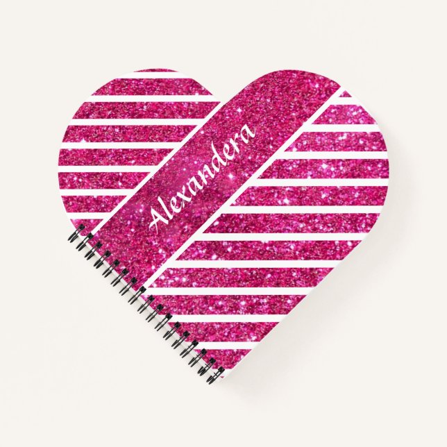 Cuaderno Purpurina rosado Girly y alfabeto blanco Glam mode (Anverso)