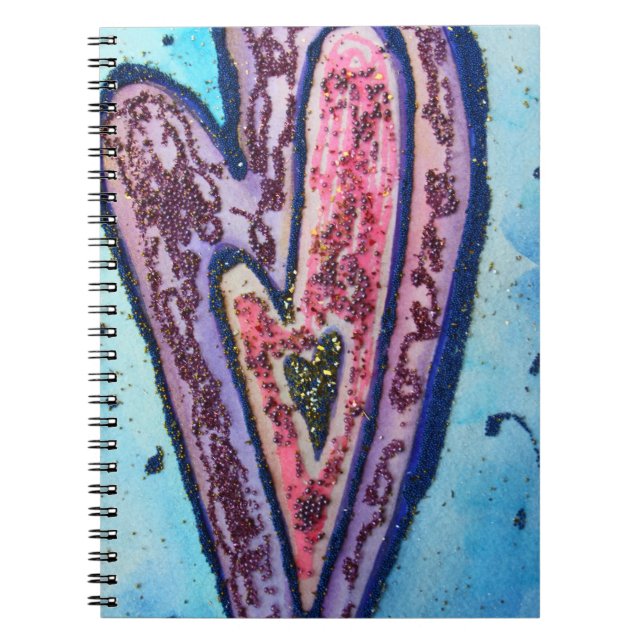 Cuaderno Purpurina rosado Love Hearts Art Notebook Journal (Frente)