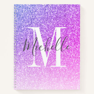 Cuaderno Purpurina rosado morado con guión giratorio esparc