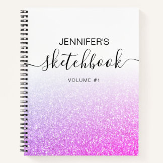 Cuaderno Purpurina rosado morado Girly Ombre Sketchbook Nam