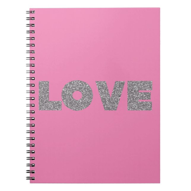 Cuaderno Purpurina rosado plateado amor (Frente)