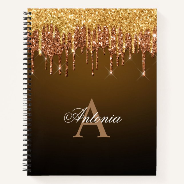 Cuaderno Purpurina Rubor Rosa Gold Brown & Black (Anverso)