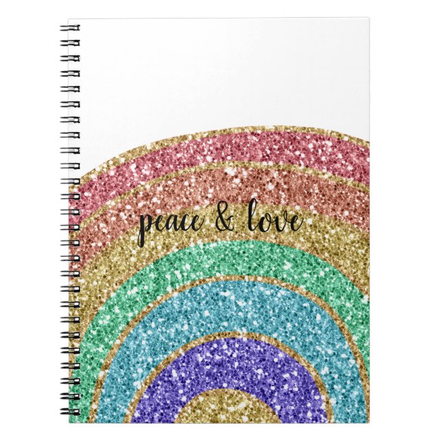 Cuaderno Purpurina Sparkle Gold Rainbow personalizado (Frente)