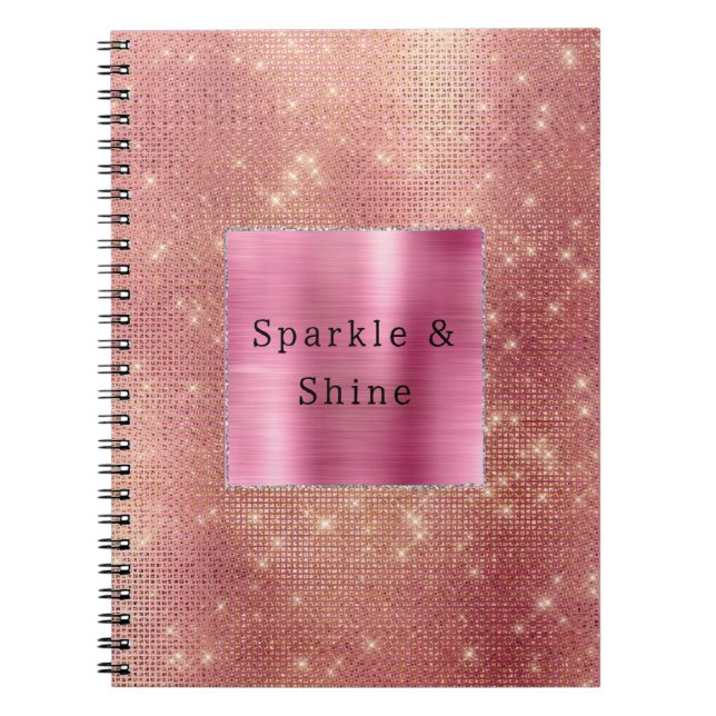 Cuaderno Purpurina Sparkle Pink Gold Glam (Frente)