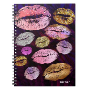 Cuaderno Purpurina Sparkly Kiss Lips Belleza maquillaje mod