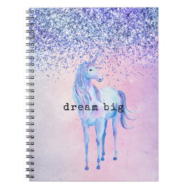 Cuaderno Purpurina Unicornio Púrpura Azul Rosa