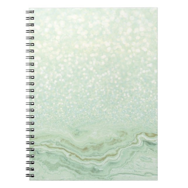 Cuaderno Purpurina verde claro y mármol (Frente)