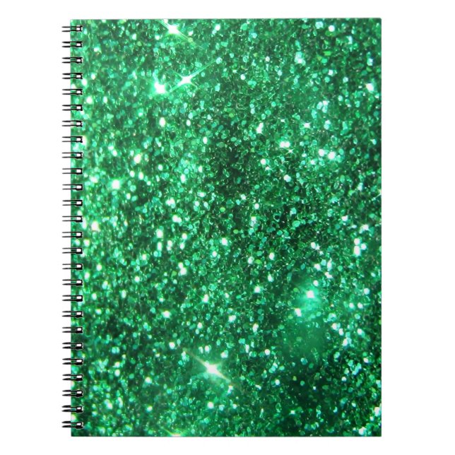 Cuaderno Purpurina verde glamoroso (Frente)