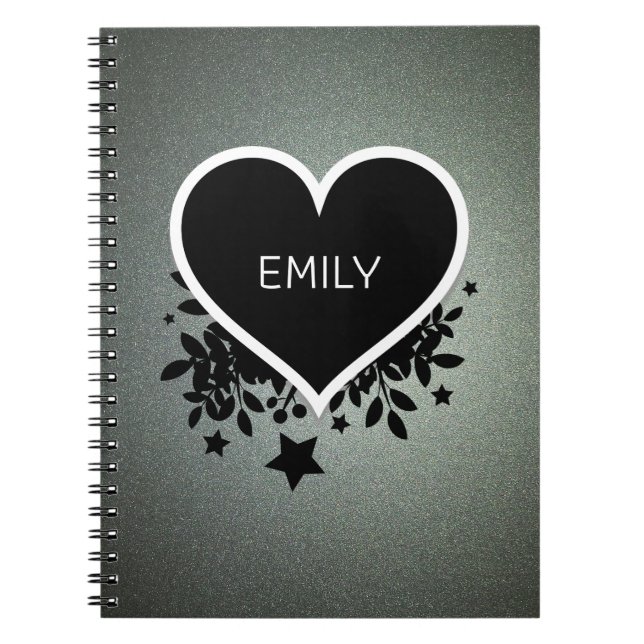 Cuaderno Purpurina verde gris monogramado (Frente)