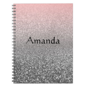 Cuaderno Purpurina vintage monograma personalizado brilland