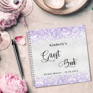 Cuaderno Purpurina violeta de plata de ducha de novia de li