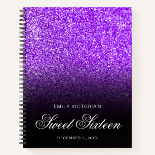 Cuaderno Purpurina Violeta Ombre Negro Dulce Dieciséis Gues