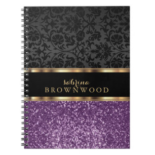 Cuaderno Purpurina Violeta y Damasco Negro