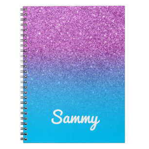 Cuaderno Purpurina Violeta y Ómbre Azul Acuático