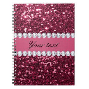 Cuaderno Purpurina y diamantes grandes de las rosas fuertes
