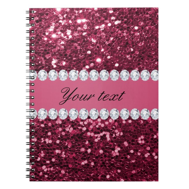 Cuaderno Purpurina y diamantes grandes de las rosas fuertes (Frente)