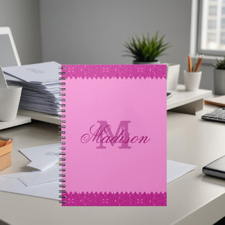 Cuaderno Purpurina zigzag, monograma