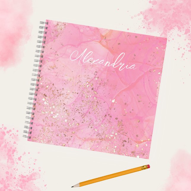 Cuaderno Purpurinoso de acuarela rosa personalizado moderno (Subido por el creador)