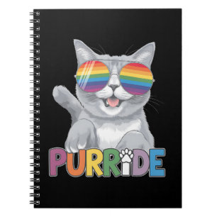 Cuaderno Purride Cat gafas de sol orgullo gay Rainbow LGBTQ