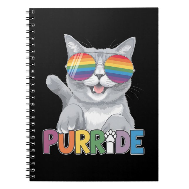 Cuaderno Purride Cat gafas de sol orgullo gay Rainbow LGBTQ (Frente)