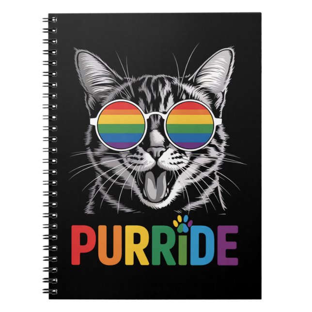 Cuaderno Purride Cat Gay Lesbian Rainbow LGBTQ Ally Orgullo (Frente)