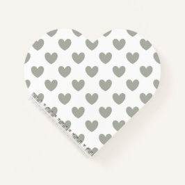 Cuaderno Pussywillwillow Gray polka corazones sobre blanco