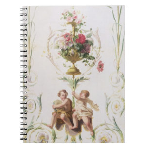 Cuaderno Putti en medio de swags de flores y de hojas