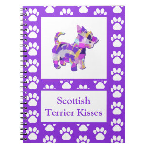 Cuaderno PY&B escocés Terrier Dog Silhouette Paw Purple