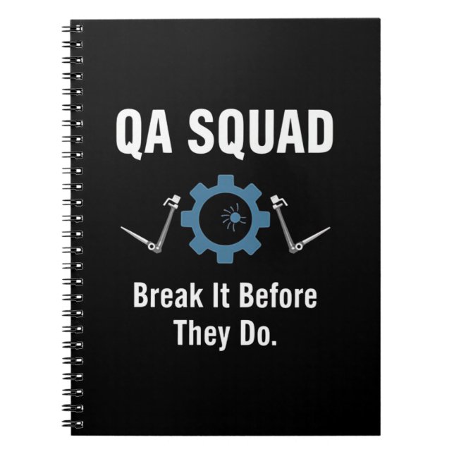 Cuaderno QA Squad – Break It Before They Do (Frente)
