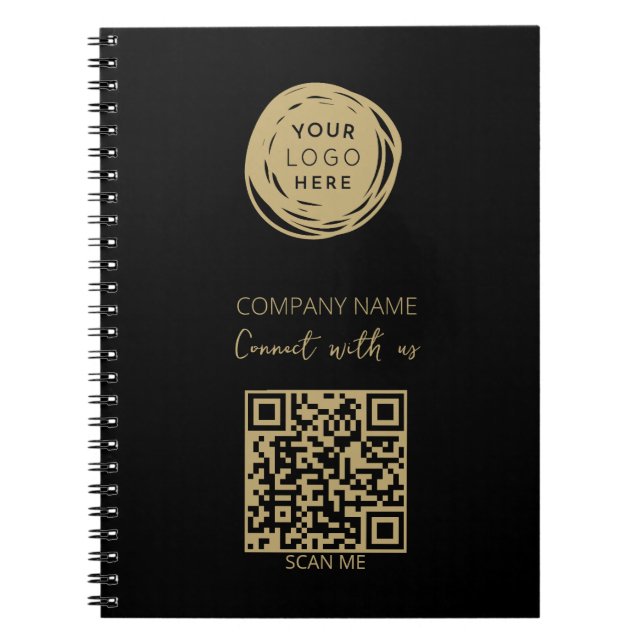 Cuaderno QR Code Business Logo Black Modern (Frente)