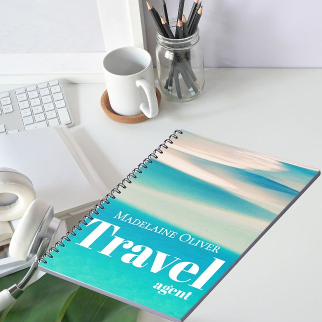 Cuaderno QR Viaje Océano Playa Mar Moderno Azul (Subido por el creador)