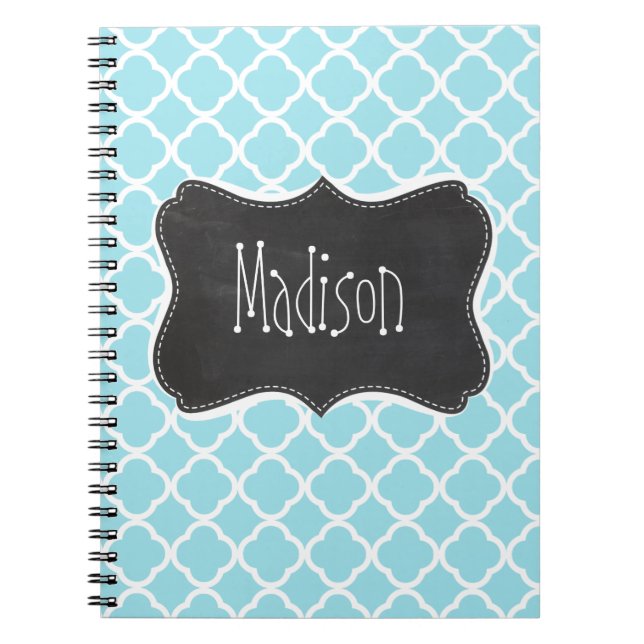 Cuaderno Quatrefoil azul de Blizzard; aspecto de pizarra vi (Frente)