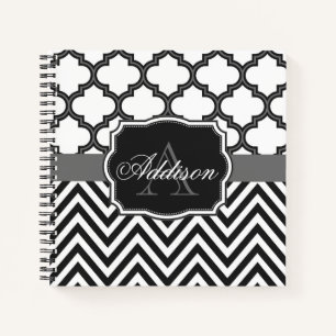 Cuaderno Quatrefoil Chevron Monograma