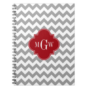 Cuaderno Quatrefoil de arándano de arándano gris 3 Monogram