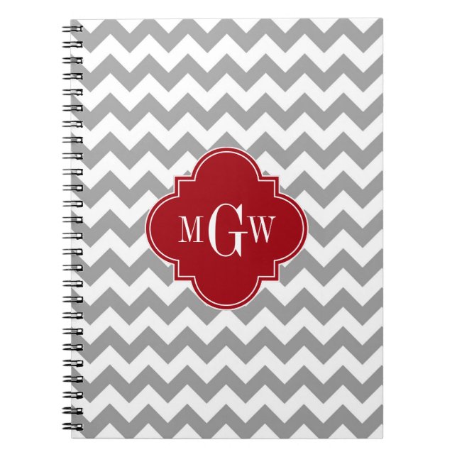 Cuaderno Quatrefoil de arándano de arándano gris 3 Monogram (Frente)