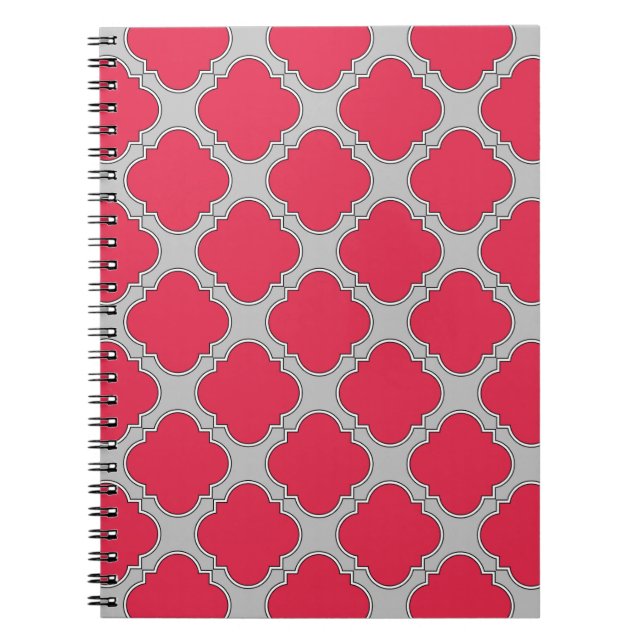 Cuaderno Quatrefoil rojo y gris (Frente)