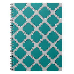 Cuaderno Quatrefoil verde azulado y gris