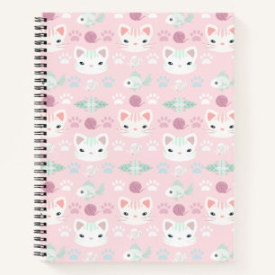 Cuaderno ¿Qué es Cool, Kitty Cat en Rosa y Menta