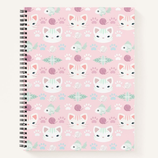 Cuaderno ¿Qué es Cool, Kitty Cat en Rosa y Menta (Anverso)