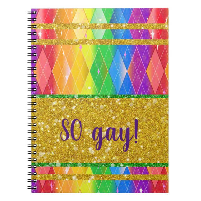 Cuaderno ¡Qué gay! Estilo de orgullo gay del arcoiris purpu (Frente)