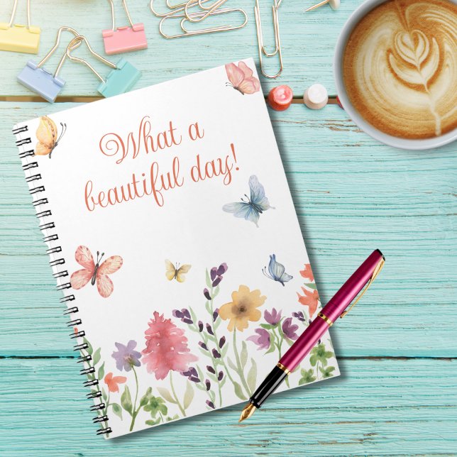 Cuaderno Qué hermoso día flores silvestres y mariposas (Subido por el creador)