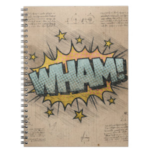Cuaderno ¡QUÉ! Historieta vintage libro Steampunk Pop Art
