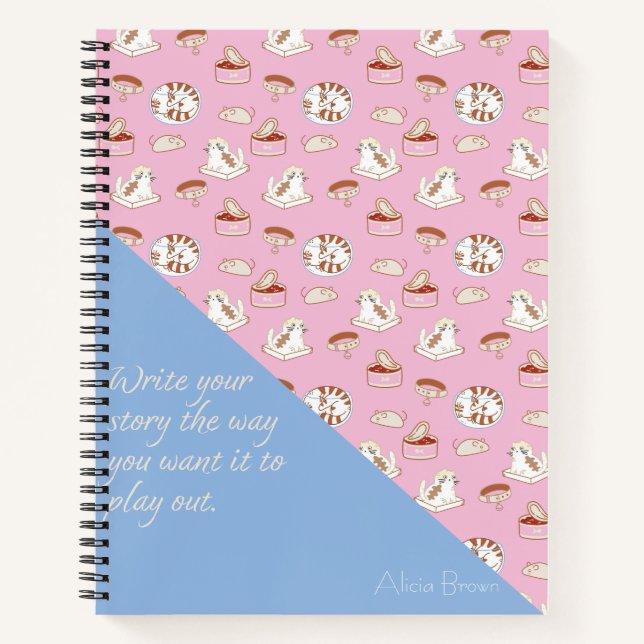 Cuaderno Que la vida de un gato adorna el patrón del gato r (Anverso)