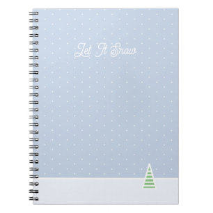 Cuaderno Que Nieva Pequeños Puntos De Polka Azul De Hielo D