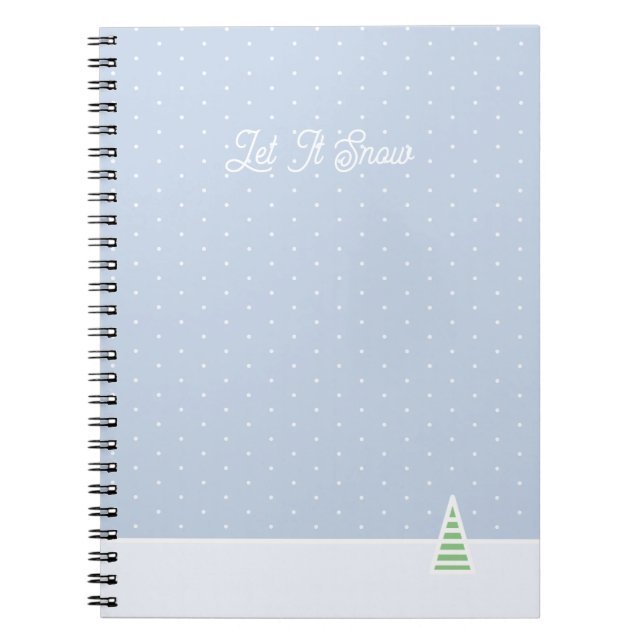 Cuaderno Que Nieva Pequeños Puntos De Polka Azul De Hielo D (Frente)