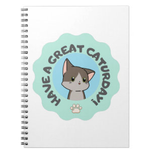 Cuaderno ¡Que tengas un buen sábado! Gato verde azul