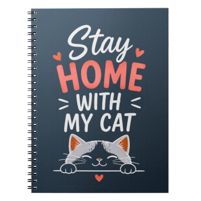 Cuaderno Quédate en casa con mi gato Introvertido acogedor  (Frente)