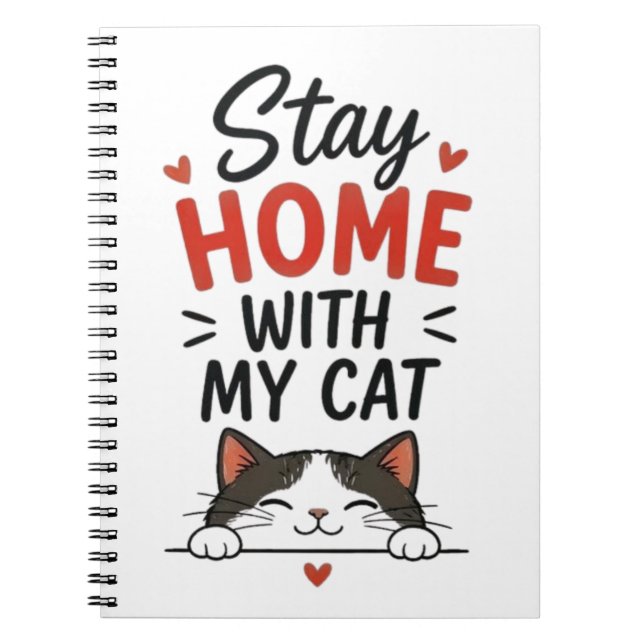 Cuaderno Quédate en casa con mi gato Introvertido acogedor  (Frente)